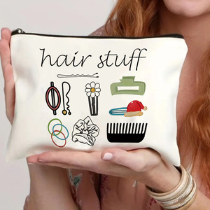 1 pièce Pochette de maquillage et de voyage zippée en toile personnalisable avec lettres pour femme, style mode - Product Image 4