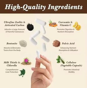 Fournisseur d'usine Capsules de détoxification à la zéolite 2300mg 90 pièces Zéolite ultra fine Chlorella Purification complète du corps Vente en gros OEM - Product Image 2