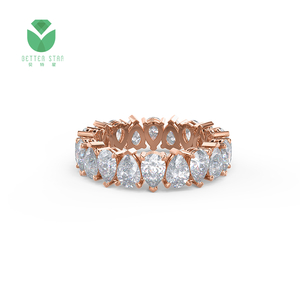 แหวนเพชรทรงลูกแพร์แบบฝังเพชรละเอียด แหวนทองคำ 18k แหวนหมั้นเพชรแท้สีขาวเพาะเลี้ยงสำหรับผู้หญิง - Product Image 3