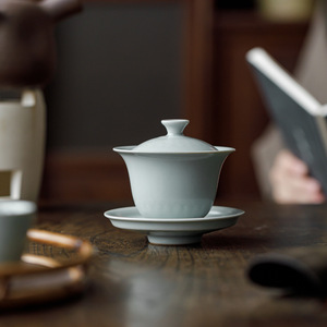Gaiwan de Cerámica Azul Cielo, Juego de Tres Piezas con Tapa, Resistente al Calor, para Té de la Tarde - Product Image 2