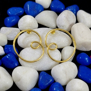 Pendientes de Aro de Latón Chapado en Oro Hechos a Mano, Joyería Clásica Unisex de Moda - Product Image 3