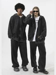 Sudadera con capucha Cl350Z al por mayor, de 350g, de alto gramaje, lavada, con estampado oversize, ecológica, con cremallera personalizada, estilo vintage, con lavado ácido, tipo pullover - Product Image 4