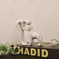 Sculpture de chien pour la décoration de la maison, statue mignonne d'un homme et d'un chien, décoration pour le bureau, cadeaux commémoratifs pour les amoureux des animaux