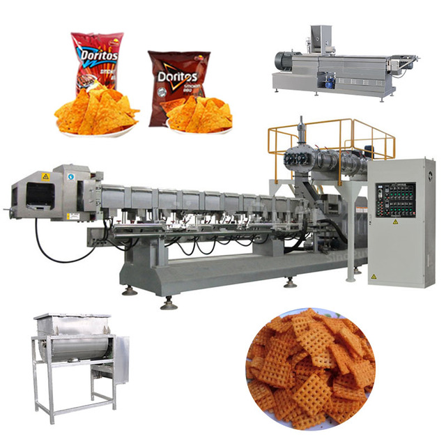 Fully Automatic Fried Corn Chips Production Line Corn Tortilla Chips doritos Snack Extruder Making Machine
