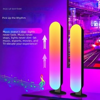 Lot de 2 lampes de jeu intelligentes RGB, contrôle vocal par application, 16 millions de couleurs, synchronisation musicale LED, lumière d'ambiance sur pied à intensité variable