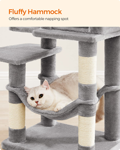 Premium <b>Cat</b> <b>Tree</b> Tower for Indoor <b>Cats</b> , 44.1-Inch Multi-Level Design with 4 <b>Scratching</b> <b>Posts</b>, Perches, Hammock & Cave - Product Image 4