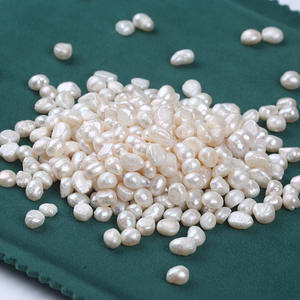 DIY Handmade Loose Pearl Jewelry Accessories Natural 7-8mm Baroque Freshwater Pearls Two <b>Sided</b> Glossy Straight Hole <b>White</b> Color - Product Image 3