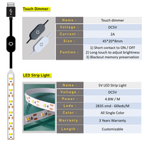 5V 2835 bricolage module de commutation en continu sans pôle câble usb led bande gradateur tactile