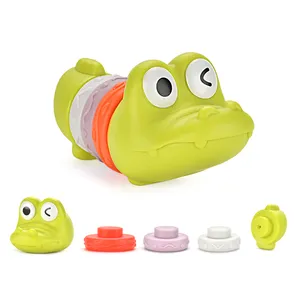 Tri empilable et nidification Crocodile anneaux jouet pour enfants tout-petits bébés blocs empileurs souples jouets de bain pour animaux
