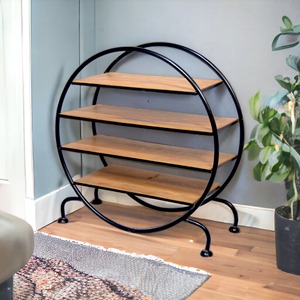 Wooden 4-Tier Round Black <b>Side</b> End Shelf <b>Table</b> With 4-Tier <b>Storage</b> Shelf for Living Room or Bedroom Decoration <b>Side</b> <b>Table</b> - Product Image 6
