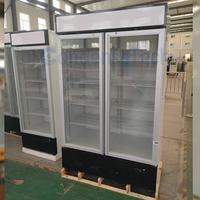 Congélateur vertical à grande capacité, refroidissement par air ventilé, porte en verre, stockage pour supermarché