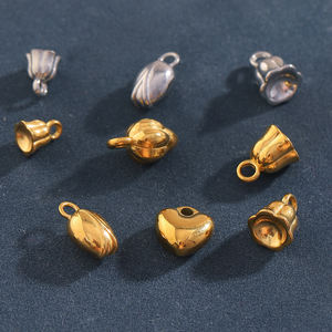 Dreamidea bunga lonceng emas & Perak & Set pesona hati desain metalik minimalis untuk perhiasan halus & Hadiah - Product Image 5