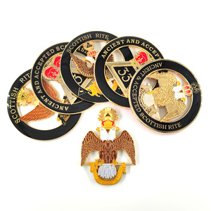 Rito scozzese 33 ° grado ali verso il basso 3 "forma ritagliata oro massonico rito scozzese Auto emblema Auto - Product Image 6