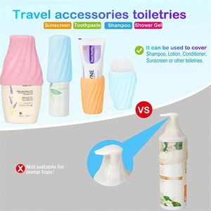 Housse de protection anti-fuite en silicone réutilisable pour articles de toilette de voyage, manchon protecteur pour flacons de shampoing, lotion, crème solaire - Product Image 2
