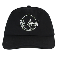 Casquette de baseball noire personnalisée HBA55 brodée de lettres, 6 panneaux, unisexe, style Hip Hop Street Dad Hat, fabrication OEM, pour sport et extérieur