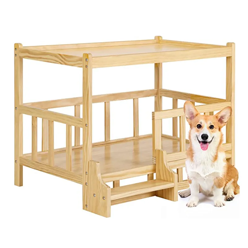 Estilo moderno impermeable fácil de limpiar Marco de cama de madera para perros soporte muebles de perrera para perros perfectos para perros grandes extra grandes