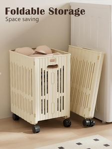 Wholesale Bathroom Colorful Large Capacity Portable <b>Foldable</b> Rolling Plastic Laundry <b>Basket</b> for Clothing - Product Image 3