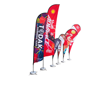 Drapeau publicitaire en forme de larme personnalisé, bannière volante extérieure, tissu de plage, drapeau à plume avec mât en aluminium, drapeaux et bannières promotionnels - Product Image 1