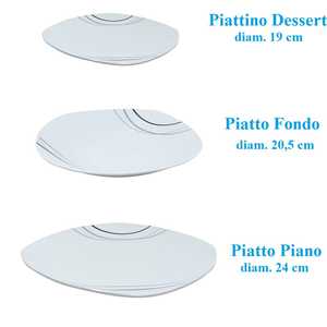 Service de vaisselle carré en porcelaine blanche 18 pièces avec motif ligné pour 6 personnes - Product Image 2