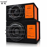 Subwoofer actif en bois de 10 pouces pour voiture, SPL 300W RMS, 4 ohms, bobine simple, 12V, double aimant, son grave profond