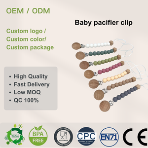 Nouvelle conception de chaîne de maintien pour sucette bébé avec clips, perles en silicone de qualité alimentaire, chaîne de maintien pour sucette avec clip - Product Image 1