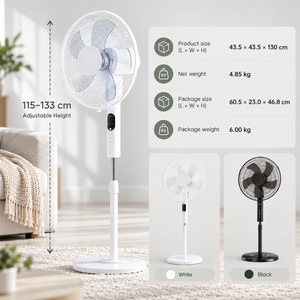 <b>Quiet</b> Oscillating Pedestal <b>Fan</b> with Remote Control Adjustable Height Timer Multiple Speed Modes for Bedroom Office Home - Product Image 3