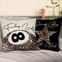 Taie d'oreiller noire de style Black Cheetah Academy, imprimé léopard élégant, motif boule de billard porte-bonheur, adaptée aux chambres de dortoir pour filles