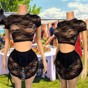 Top Corto Sexy con Hombros Descubiertos para Mujer, Transpirable, de Encaje, Transparente, Elegante, Verano 2026, Nuevas Llegadas - Product Image 2