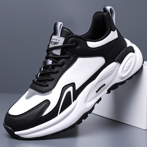 Baskets Chunky pour Hommes à Bout Rond, Tige Synthétique, Semelle Extérieure en Caoutchouc, Semelle Intermédiaire EVA Amortie, Doublure Douce, Chaussures de Sport à Lacets pour l'Automne - Product Image 2