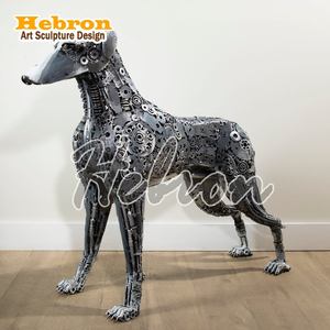 Sculpture d'art en métal recyclé, sur mesure, prix usine, pour extérieur et jardin, taille réelle, motif bouledogue, thème croix, soudée - Product Image 4