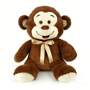 Peluche de Mono Marrón con Lazo Crema - Suave Animal de Peluche Sonriente, Regalo para Niños para Dormir y Decoración de Cuarto Infantil - Product Image 2