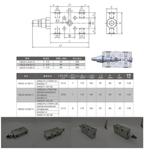 שסתום איזון בודד VBCD בלחץ גבוה G1/2 G3/8 שסתום הידראולי למכבש נייד ומחפר - Product Image 3