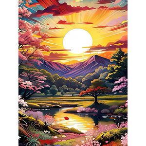 Kit Arte Diamante Fai da Te Moderno Paesaggio Naturale Tramonto Serale Pittura a Mosaico 3D in Pietra per Adulti - Product Image 1