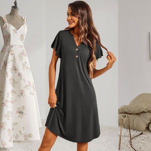 Robe de nuit mi-longue en viscose pour femme, taille élastique, respirante, thermique, été, ODM – Grande Vente - Product Image 2