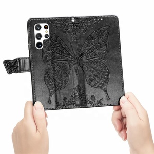 Custodia a Libro per <span class=keywords><strong>Samsung</strong></span> S26 Ultra S25 S24 in Pelle PU Goffrata a Farfalla con Funzione Stand, Scomparti Porta Carte e Cinturino da Polso - Product Image 6
