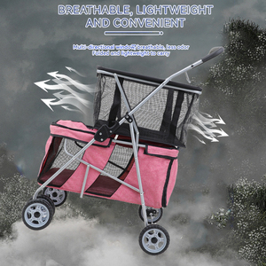 Poussette pour animaux de compagnie pliable à deux étages de haute qualité <span class=keywords><strong>chariot</strong></span> Portable de luxe pour animaux de compagnie pour chiens chats petit sac de <span class=keywords><strong>Transport</strong></span> d'animaux fournitures pour animaux de compagnie - Product Image 4