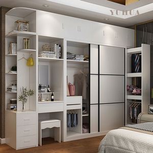 Home Furniture Bedroom Furniture Wooden Wardrobes <b>Storage</b> and Organizers Closet <b>with</b> <b>Mirror</b> - Product Image 5