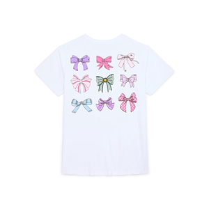 White <b>Bow</b> Print Cute Girls Polyester T-Shirt Short Sleeve Knitted Summer Tee Casual O Neck Pullover High Quality Breathable - Product Image 2