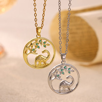 Collier Fanhua Jewelry, best-seller TikTok, en acier inoxydable anti-ternissement, étanche, plaqué or, motif croissant de lune et arbre de vie