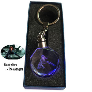 Nuevo diseño Vengers serie Marvel 3D láser Scarlett Johansson Viuda Negra forma octángulo cristal transparente llavero luz LED - Product Image 1