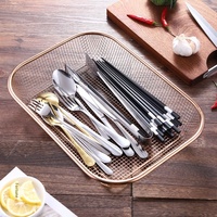 Panier de drainage commercial en acier inoxydable à mailles, support pour couverts et baguettes, plateau compartimenté pour restaurant, hôtel, traiteur, buffet