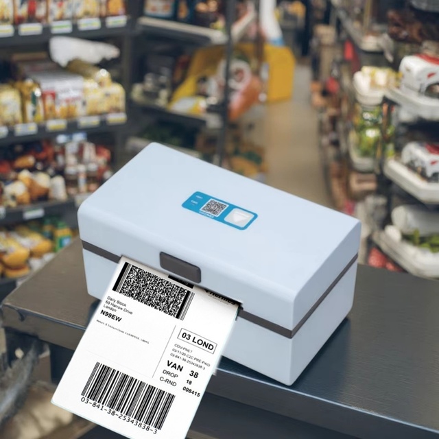 80mm ROHS Certified Smart Thermal Label Printer Black White for Bluetooth Interface Sticker Printer for Express Warehouse Stock