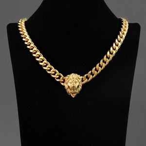 Collar con Colgante de Cabeza de León en Acero Inoxidable con Baño de Oro de 18K para Hombre, Estilo Punk Hip Hop, Gran Venta en Europa - Product Image 5