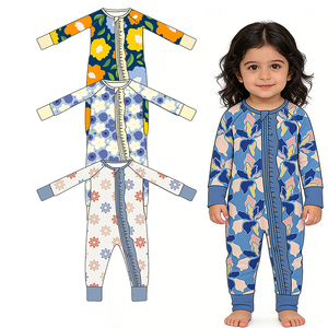 अनुकूलित बांस स्पैन्डेक्स रफ़ल फूटी बेबी रोम्पर लड़के के कपड़े नवजात जम्पसूट बांस शिशु रोपर 0-24 महीने का बच्चा पजामा - Product Image 1