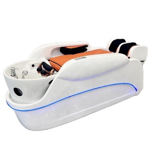 KISEN Fauteuil de lavage de cheveux électrique professionnel moderne en cuir synthétique et table de massage pour salons, spas et hôtels - Product Image 1