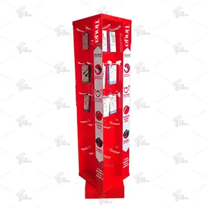 Bán buôn 4 bên xoay hiển thị đứng kim loại Pegboard Kệ công cụ phụ kiện cửa hàng bán lẻ sản phẩm hàng hóa hiển thị giá