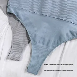 Faja Moldeadora de Cintura Alta sin Costuras para Mujer, Control de Abdomen, Reductora de Cintura, Tanga, Ropa Interior, <span class=keywords><strong>Bikini</strong></span> de Punto - Product Image 4