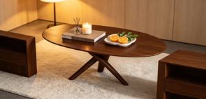 Modern Oval Wood Coffee <b>Table</b> Midcentury Design Living Room Furniture Decorative Piece - Product Image 4