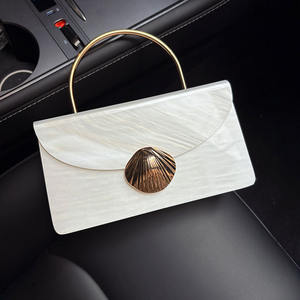 Weiße Hochzeits feier Braut Acryl Box Clutch Top Griff Geldbörse Cocktail Party Abendessen Handtasche Frau Metall Shell Lock Abend tasche - Product Image 1
