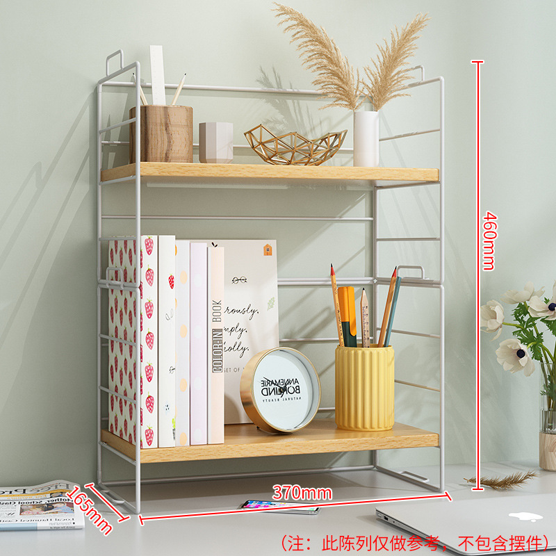 Bookshelf style - white frame, natural wood color